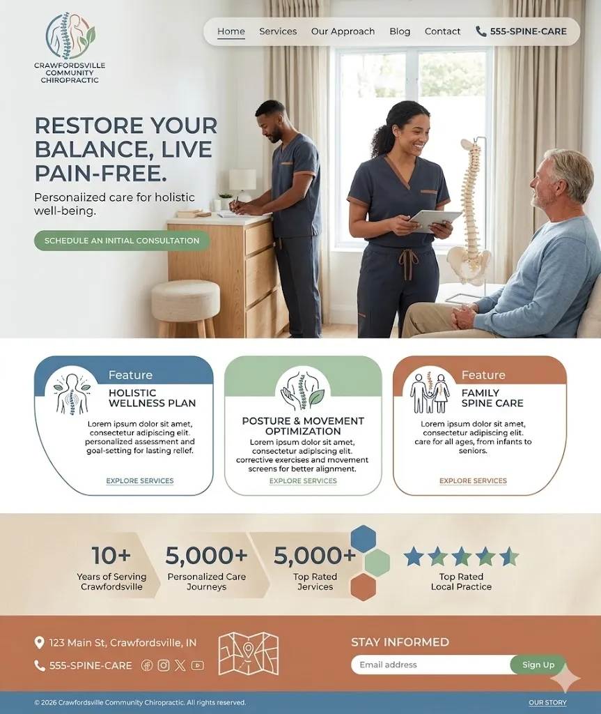 Chiropractor website template optimized for local SEO