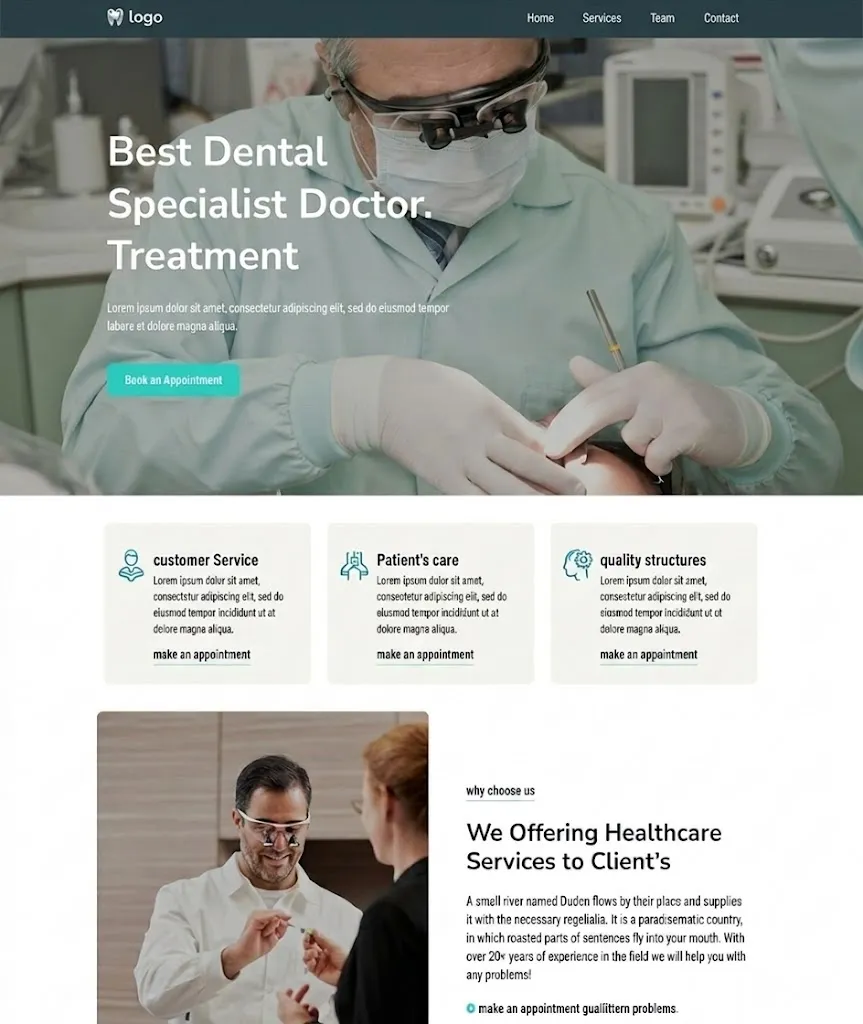 Dental practice website template optimized for local SEO