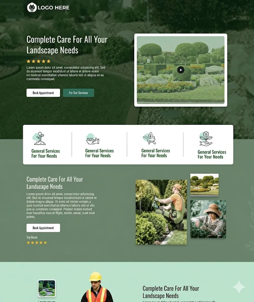 Landscaping company website template optimized for local SEO