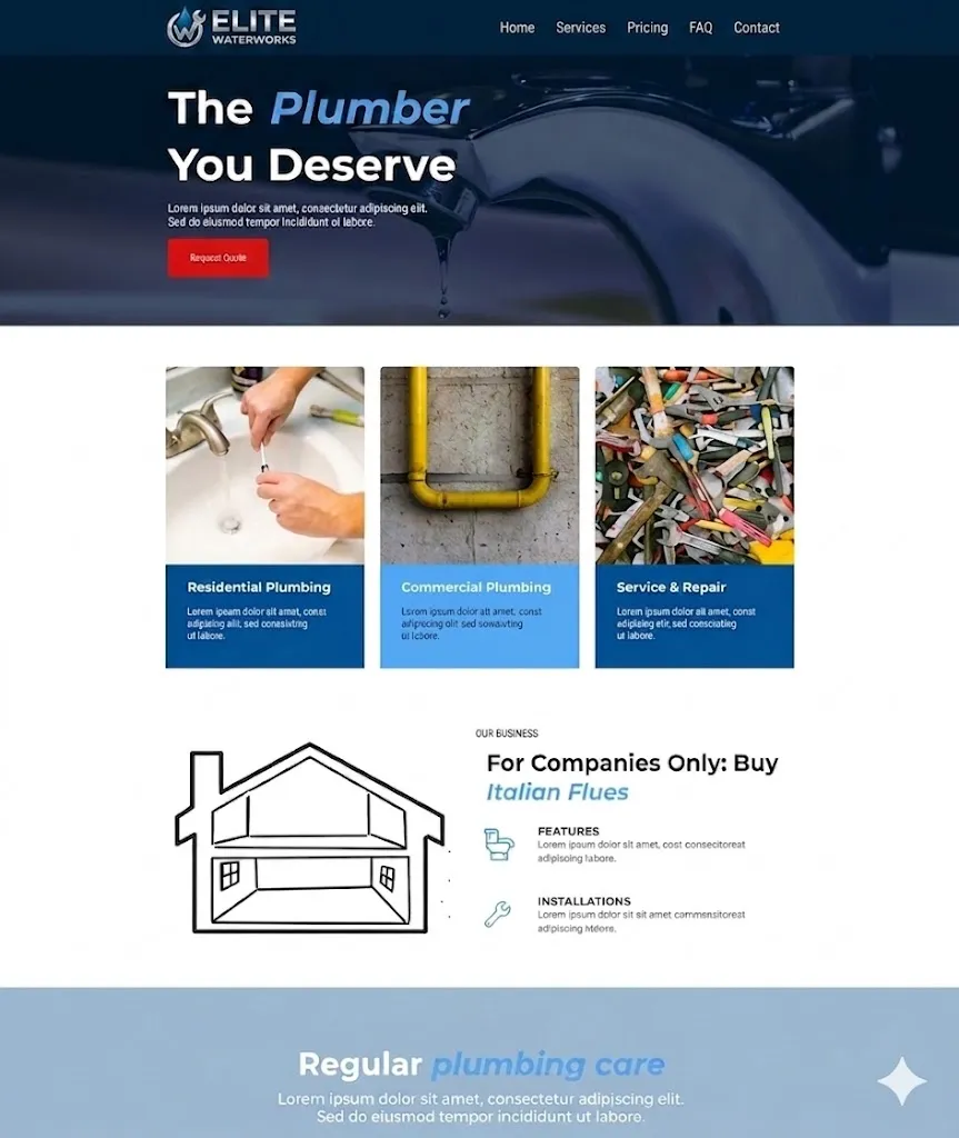 Plumber website template optimized for local SEO